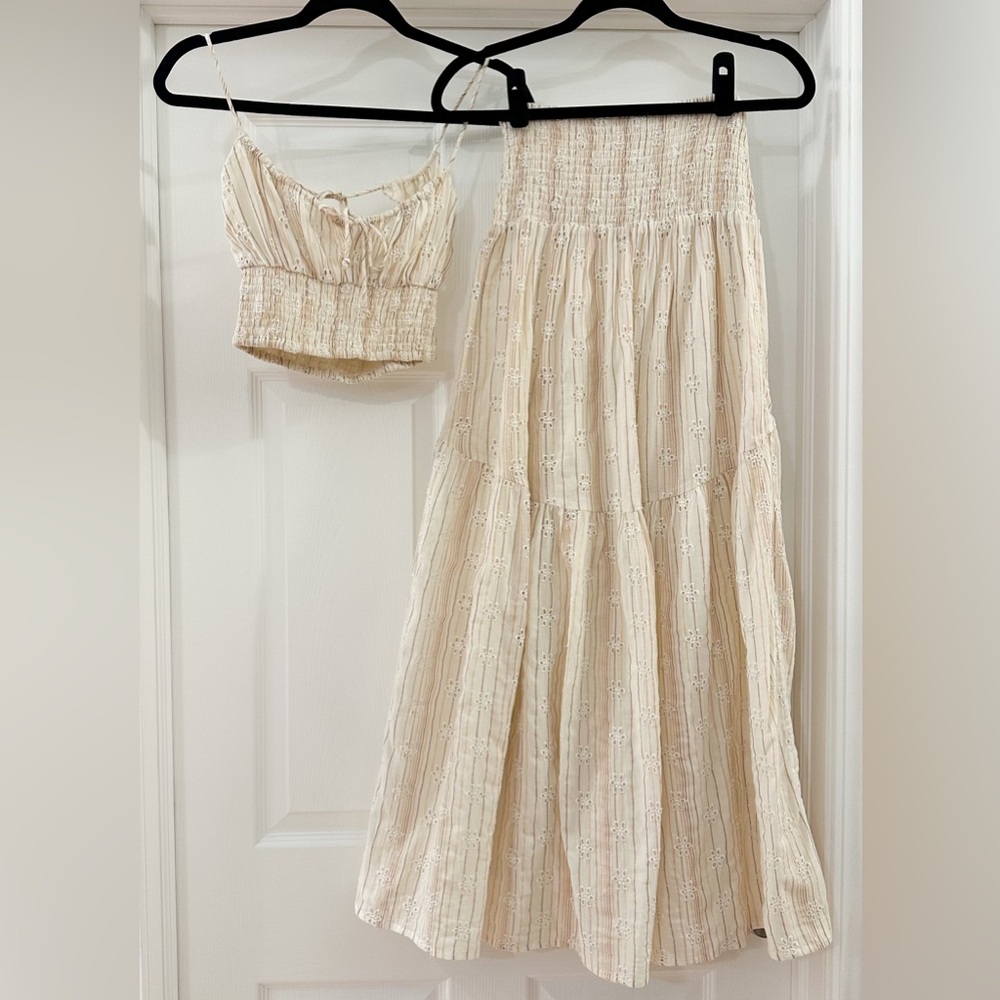 NEW L*Space Falling For You Eyelet Maxi Skirt and Top Set sz Small - Picture 6 of 7